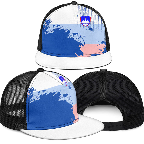 Slovenia Trucker Hat Flag & Coat Of Arms Paint Style