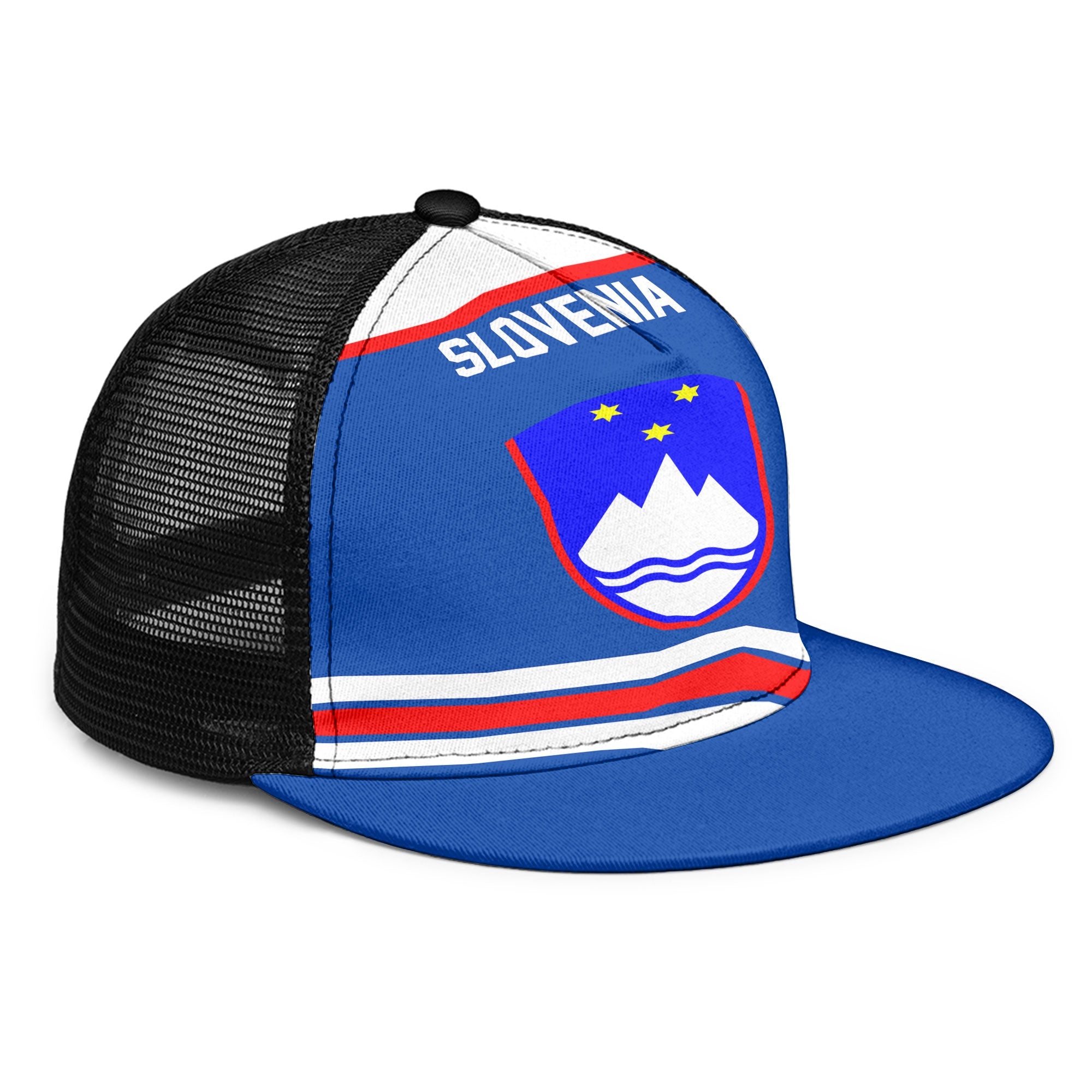 Slovenia Trucker Hat Flag & Coat Of Arms Hockey Style