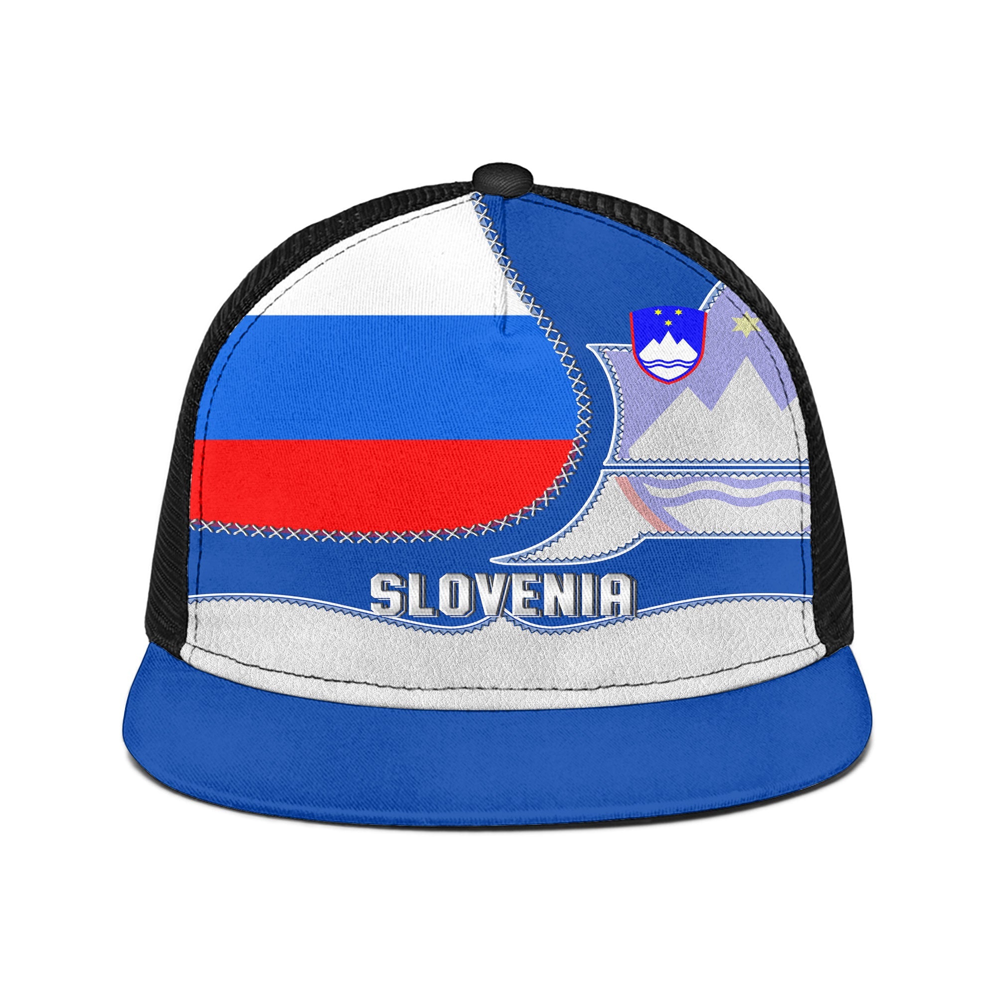 Slovenia Trucker Hat Flag & Coat Of Arms Leather Style