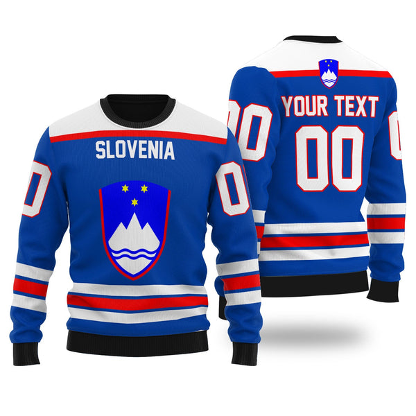 Slovenia Ugly Sweater Flag & Coat Of Arms Hockey Style