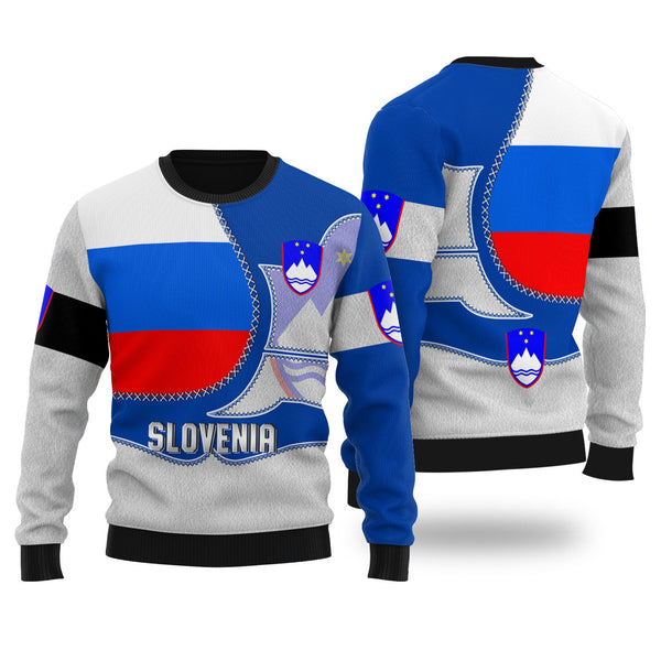 Slovenia Ugly Sweater Flag & Coat Of Arms Leather Style