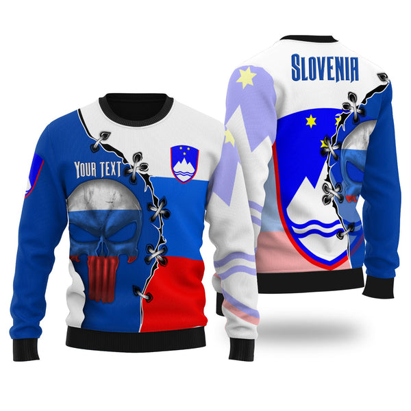 Slovenia Ugly Sweater Flag & Coat Of Arms Skull Style