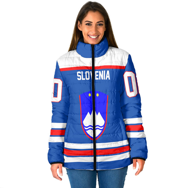 Slovenia Women Padded Jacket Flag & Coat Of Arms Hockey Style