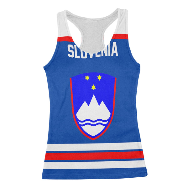 Slovenia Women Tank Top Flag & Coat Of Arms Hockey Style