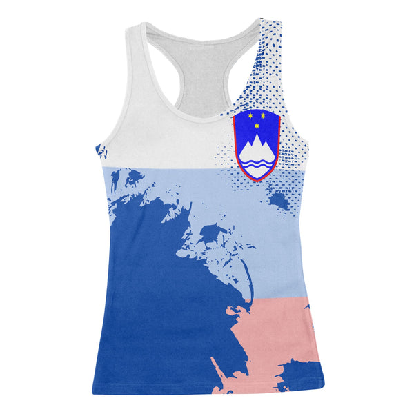 Slovenia Women Tank Top Flag & Coat Of Arms Paint Style