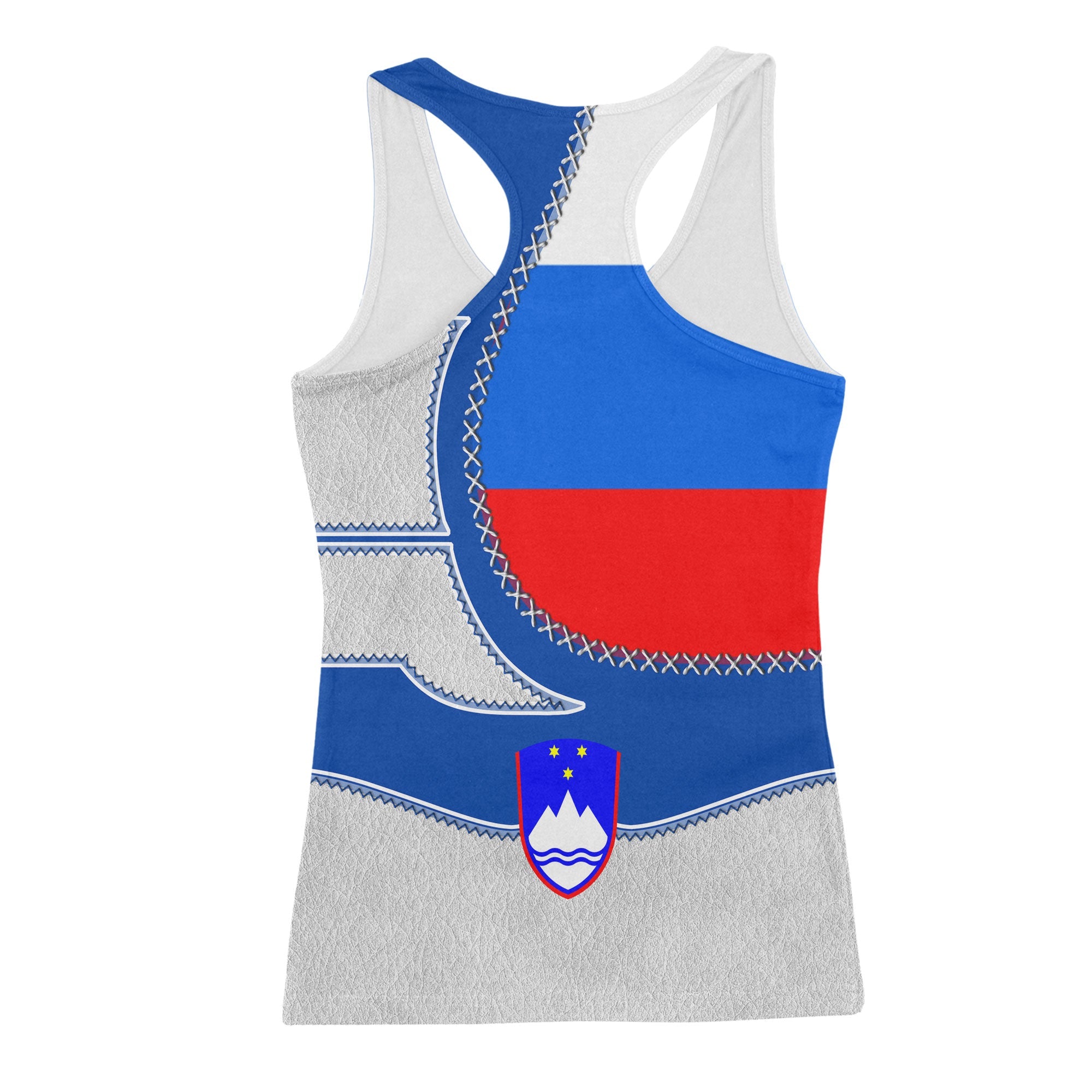 Slovenia Women Tank Top Flag & Coat Of Arms Leather Style