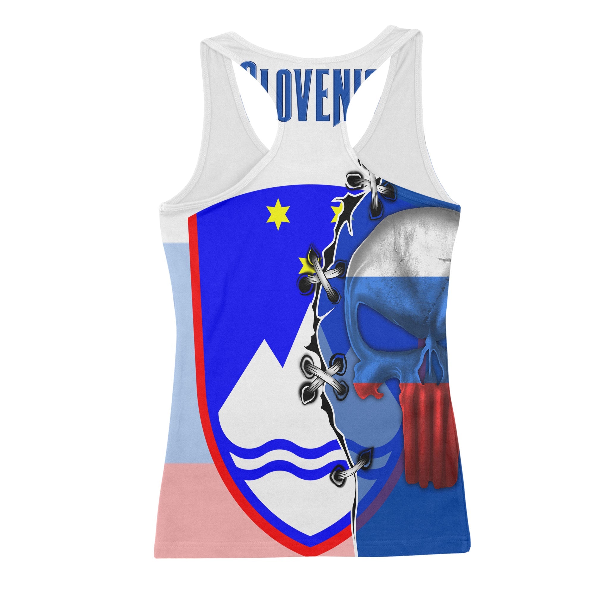 Slovenia Women Tank Top Flag & Coat Of Arms Skull Style