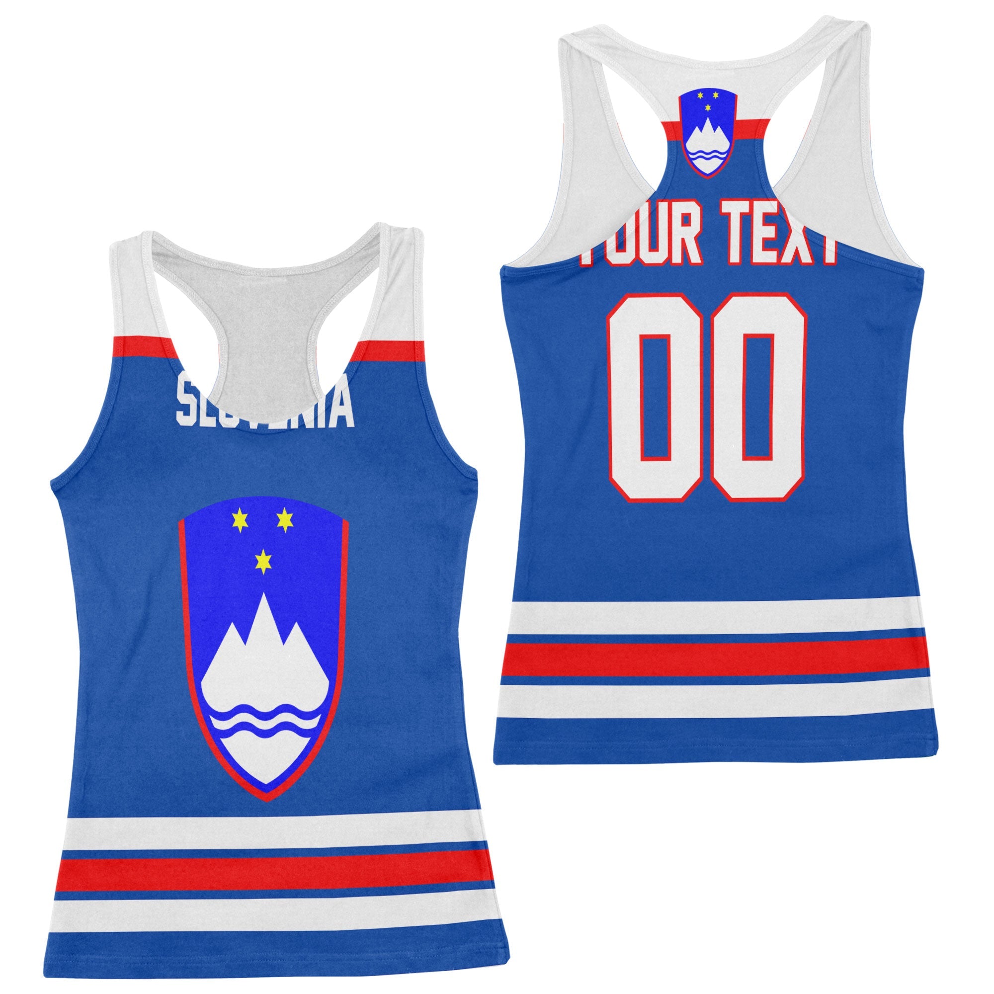 Slovenia Women Tank Top Flag & Coat Of Arms Hockey Style