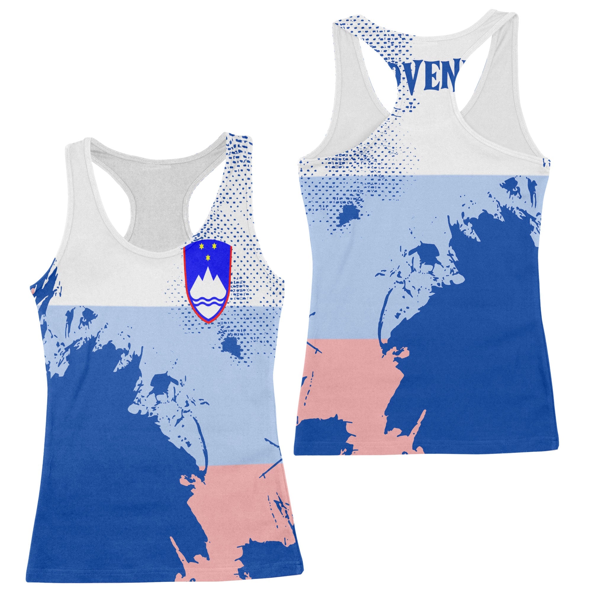 Slovenia Women Tank Top Flag & Coat Of Arms Paint Style