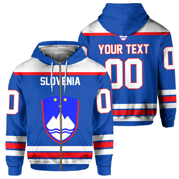 Slovenia Zip Hoodie Flag & Coat Of Arms Hockey Style