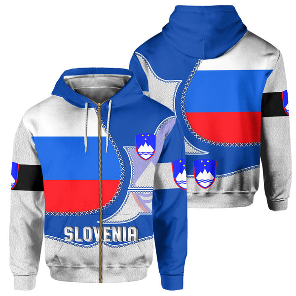 Slovenia Zip Hoodie Flag & Coat Of Arms Leather Style