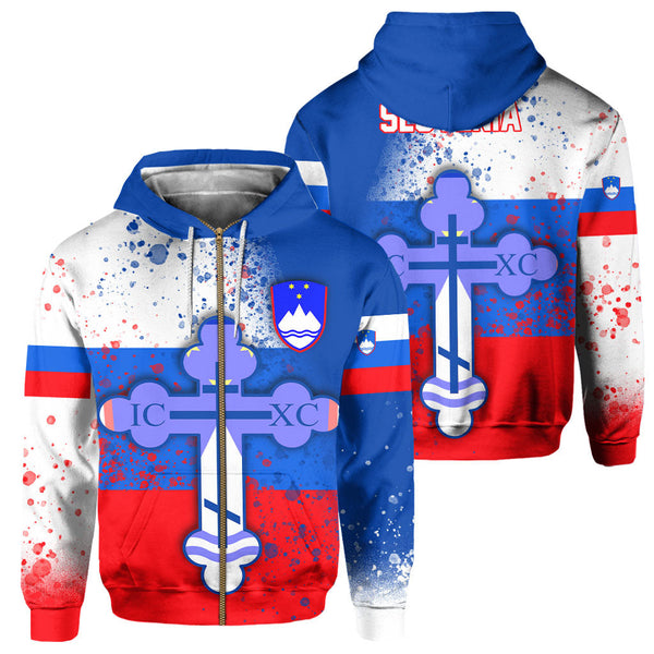 Slovenia Zip Hoodie Flag & Coat Of Arms Orthodox Style