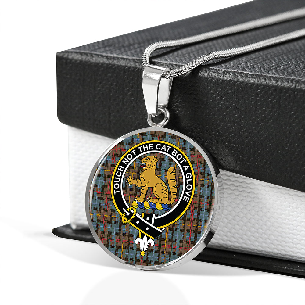 Scottish Tartan Smith (MacGowan Hunting) Weathered Clan Circle Necklace Classic Style