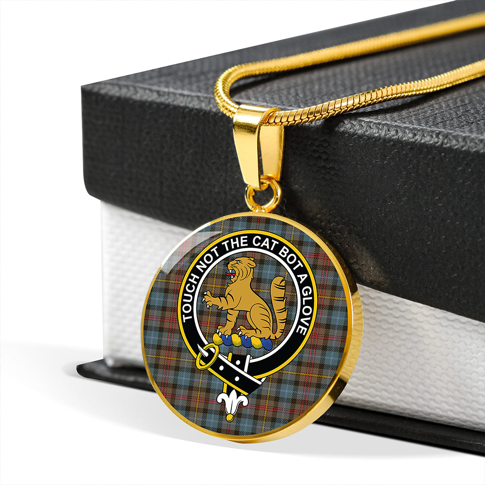 Scottish Tartan Smith (MacGowan Hunting) Weathered Clan Circle Necklace Classic Style