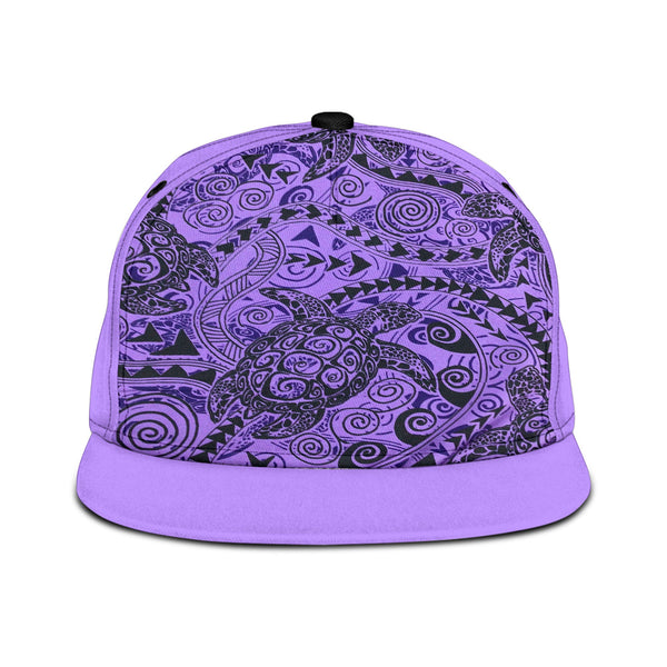 Hawaii Polynesian Turtle Snapback Hat Purple Style