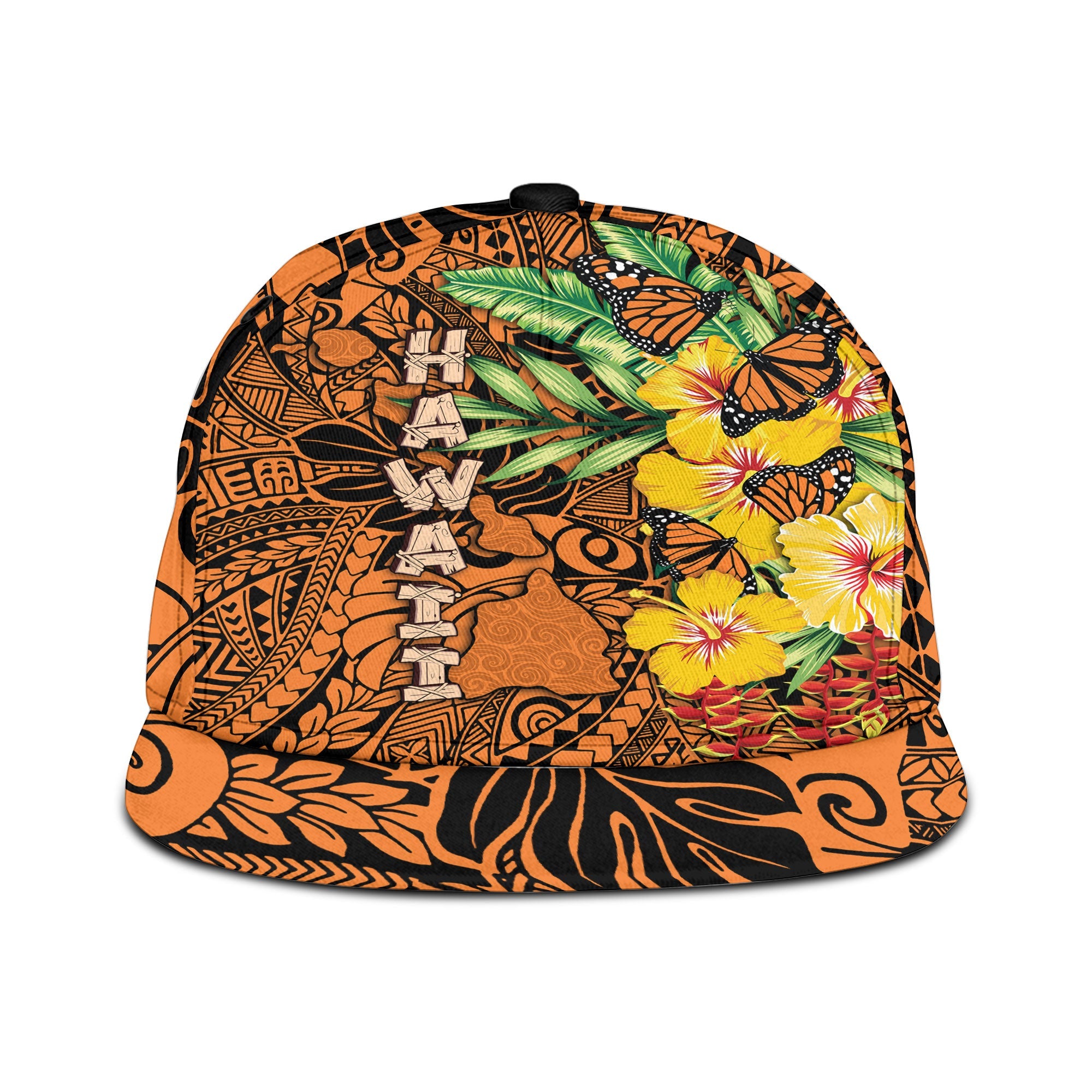 Hawaii Snapback Hat Kamehameha Butterfly Tropical Style