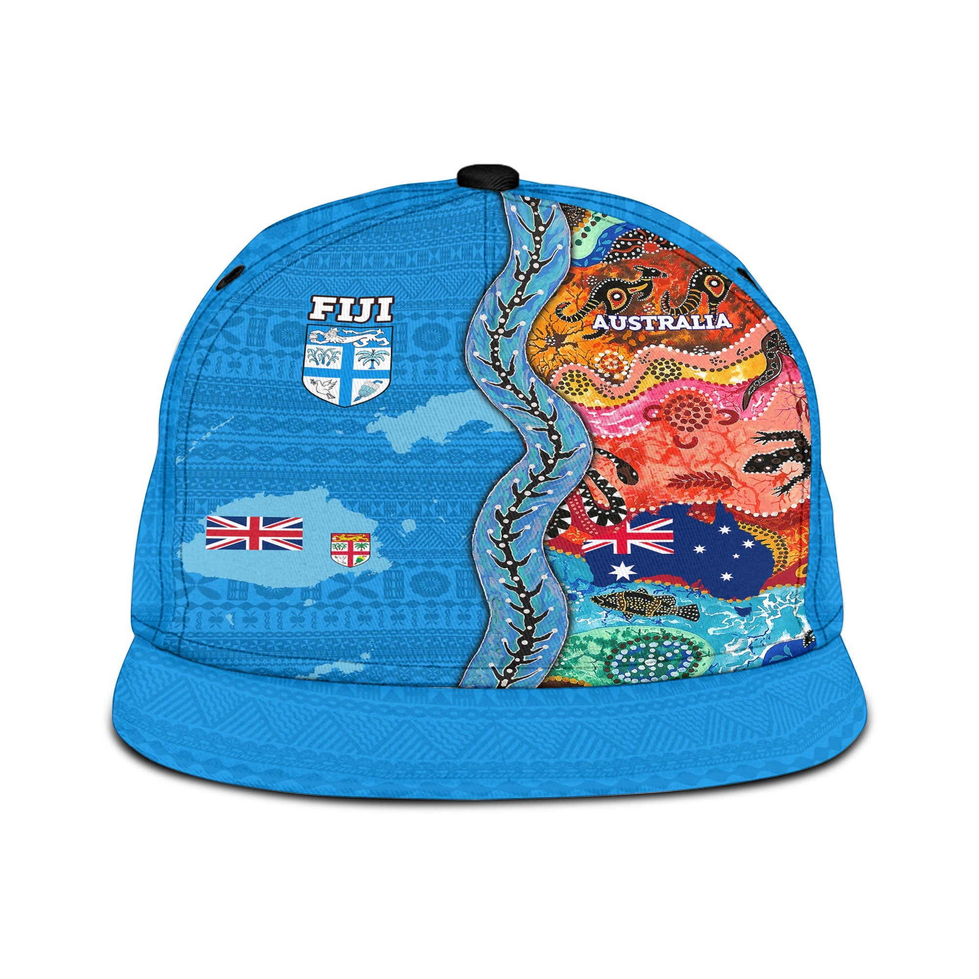 Fiji Tapa & Australia Aboriginal Snapback Hat