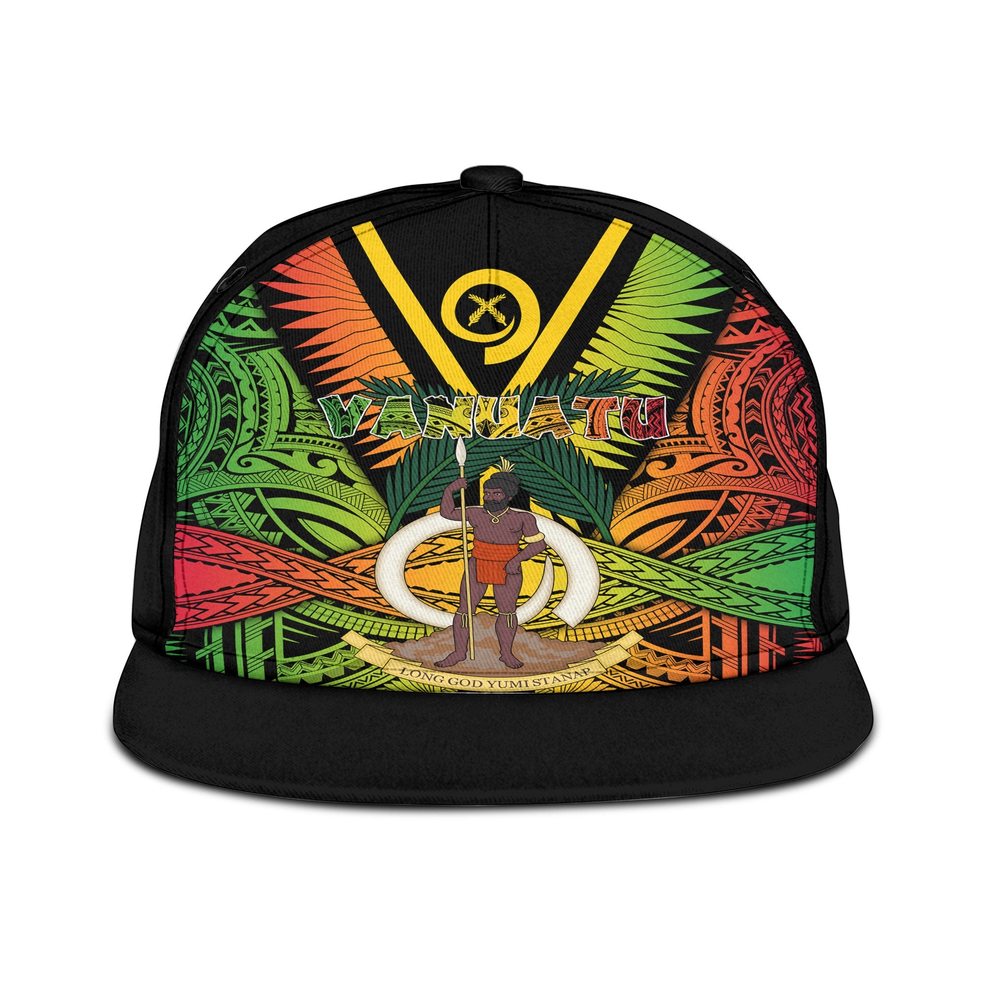 Vanuatu Snapback Hat Coat Of Arms Reggae Style