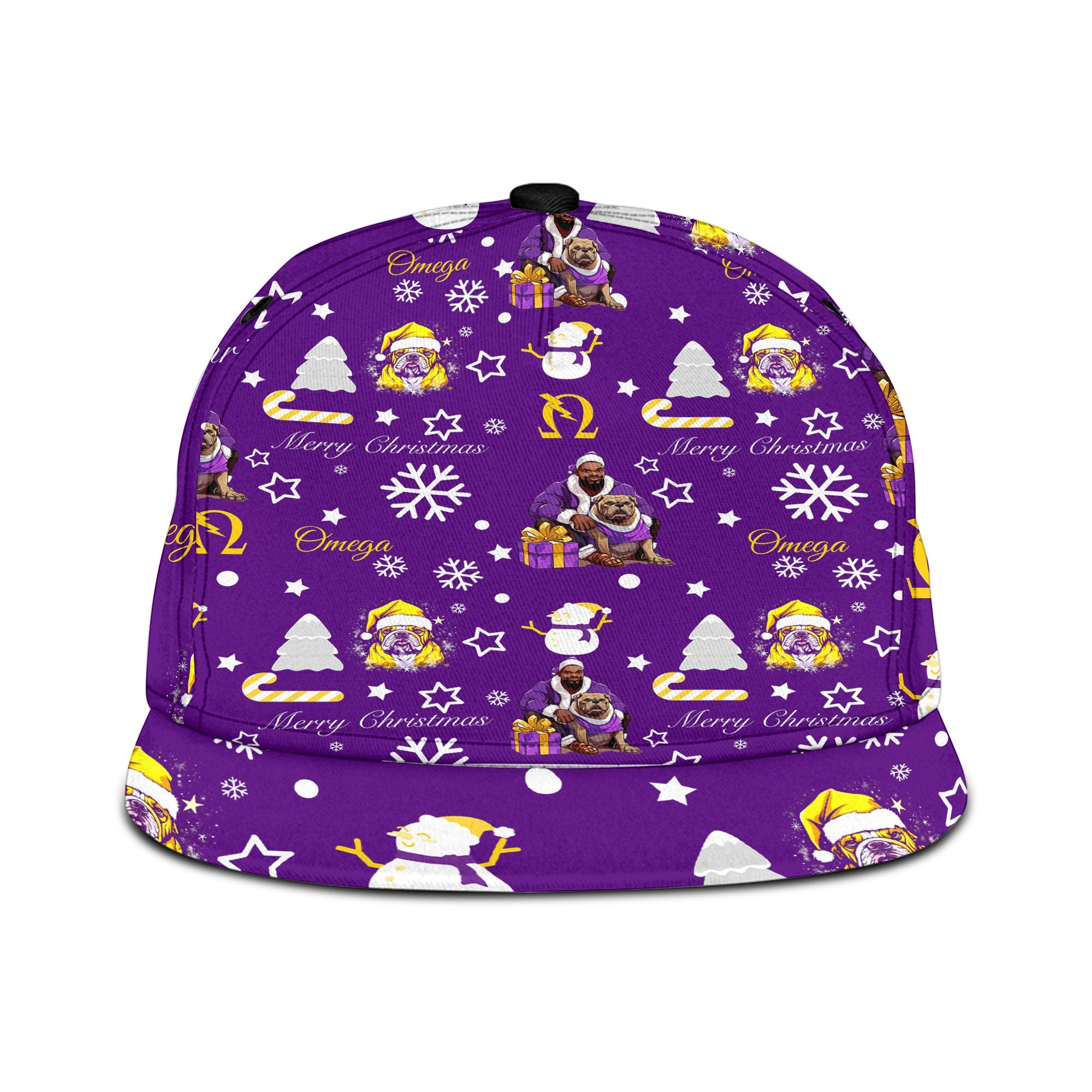 Fraternity Hat - OPP Christmas Snapback Hat Bulldog Purple Pattern Style