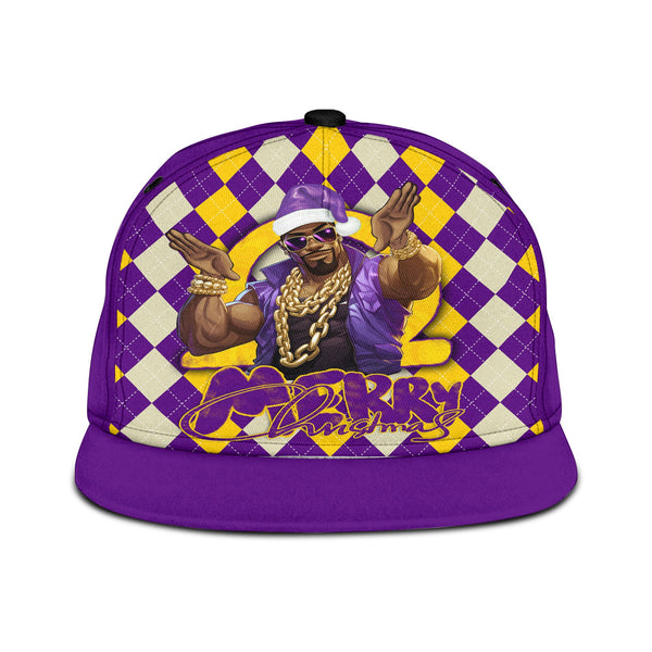 Fraternity Hat - OPP Christmas Snapback Hat Bulldog Purple Gold Caro Pattern Style