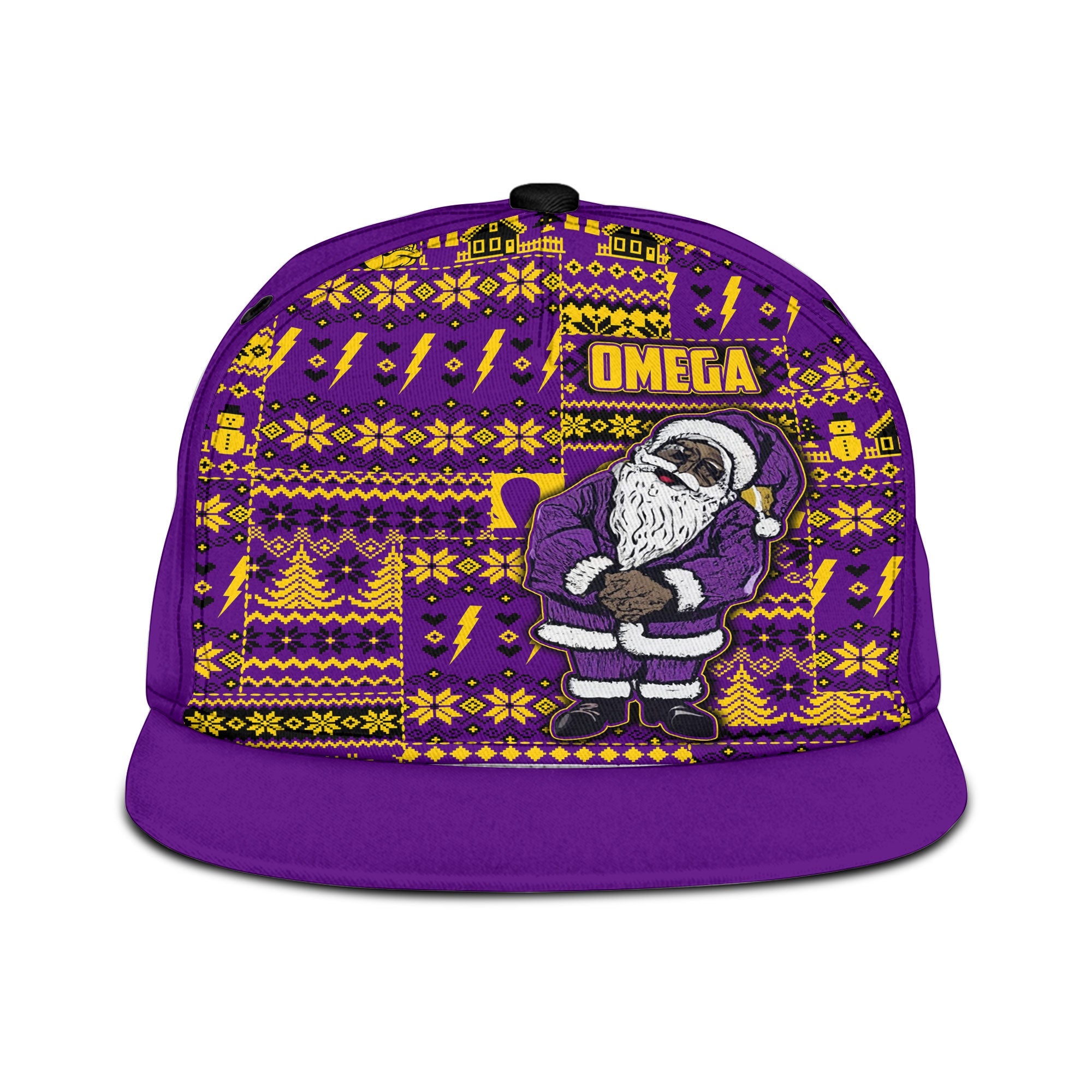 Fraternity Hat - Personalized OPP Christmas Snapback Hat Bulldog & Santa Claus Omega Style