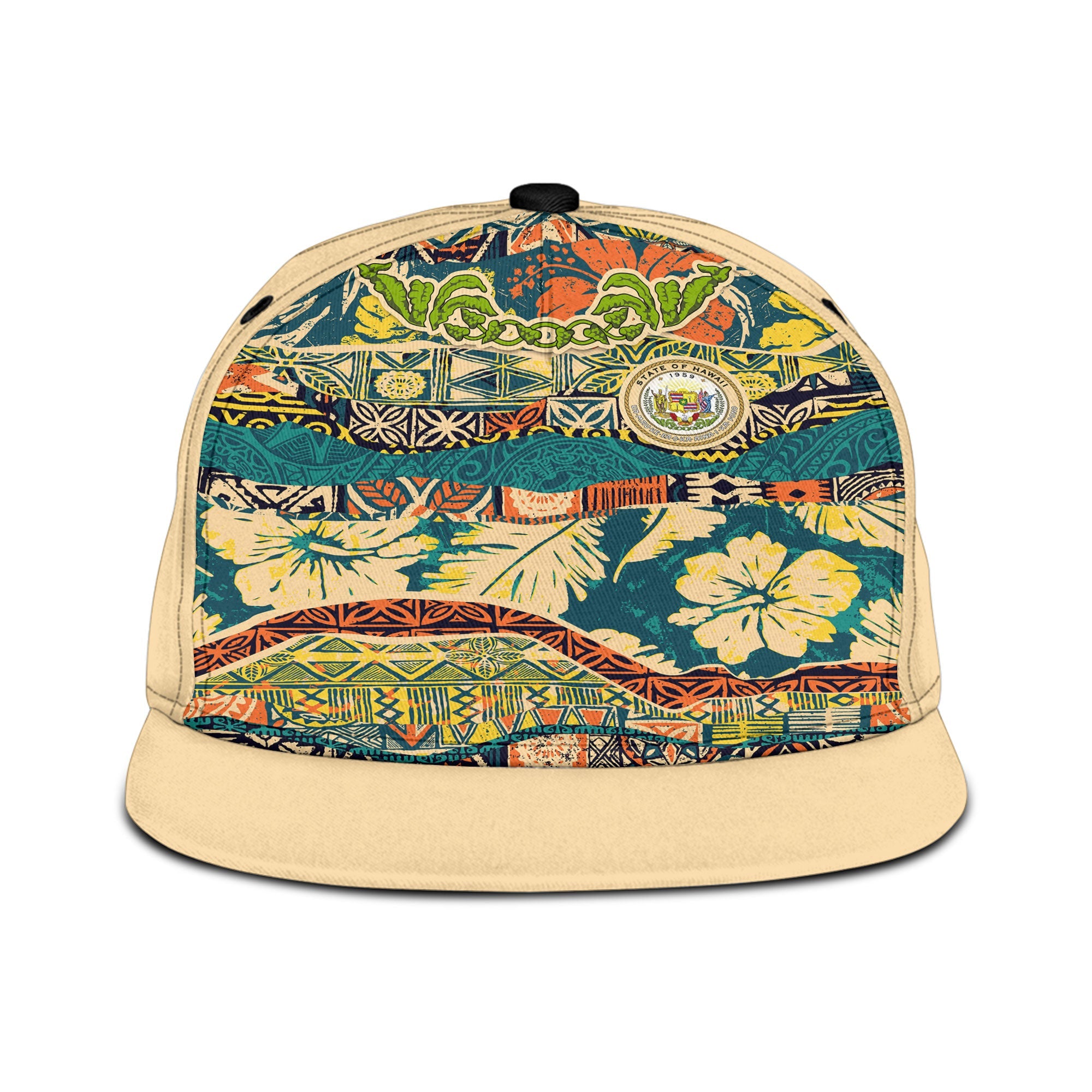 Hawaii Flag Snapback Hat Coat Of Arm Style