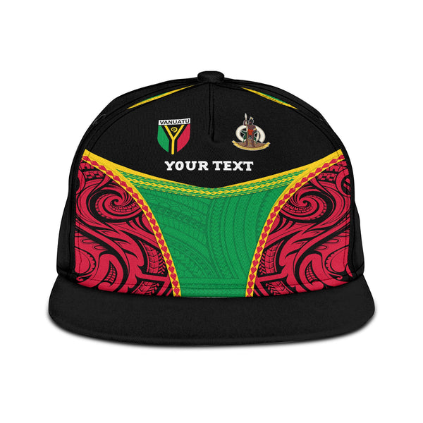 Vanuatu Flag & Coat Of Arms Snapback Hat Black Style