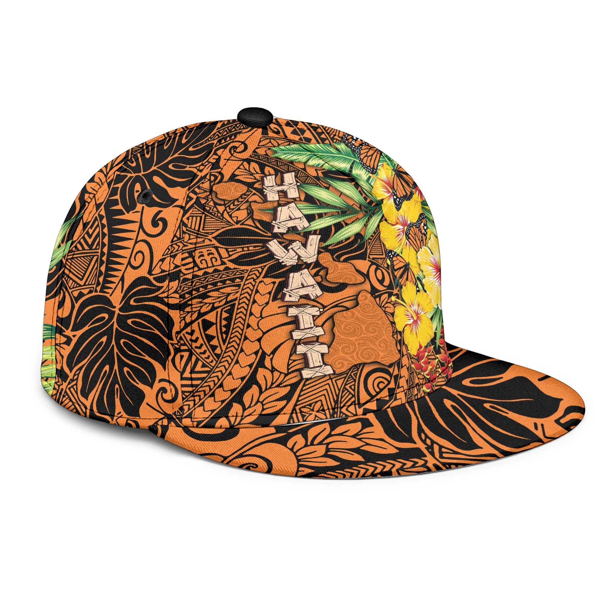 Hawaii Snapback Hat Kamehameha Butterfly Tropical Style