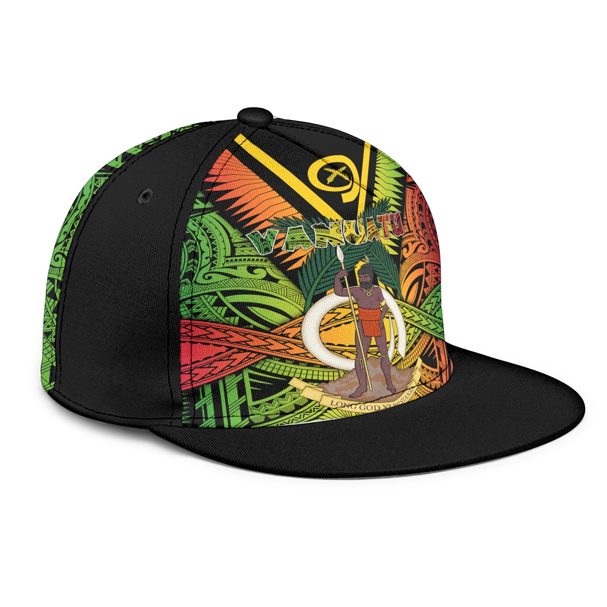 Vanuatu Snapback Hat Coat Of Arms Reggae Style