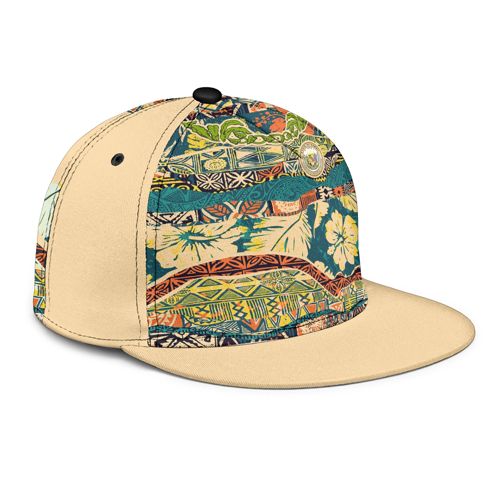 Hawaii Flag Snapback Hat Coat Of Arm Style