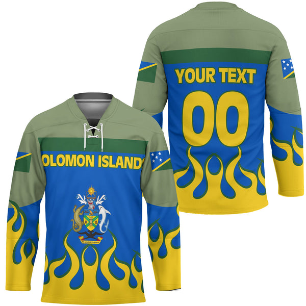 Solomon Islands Hockey Jersey Flag & Coat Of Arms Fire Hockey Style