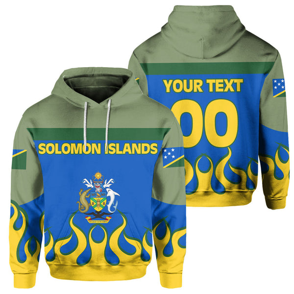 Solomon Islands Hoodie Flag & Coat Of Arms Fire Hockey Style