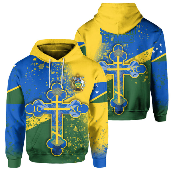 Solomon Islands Hoodie Flag & Coat Of Arms Orthodox Style