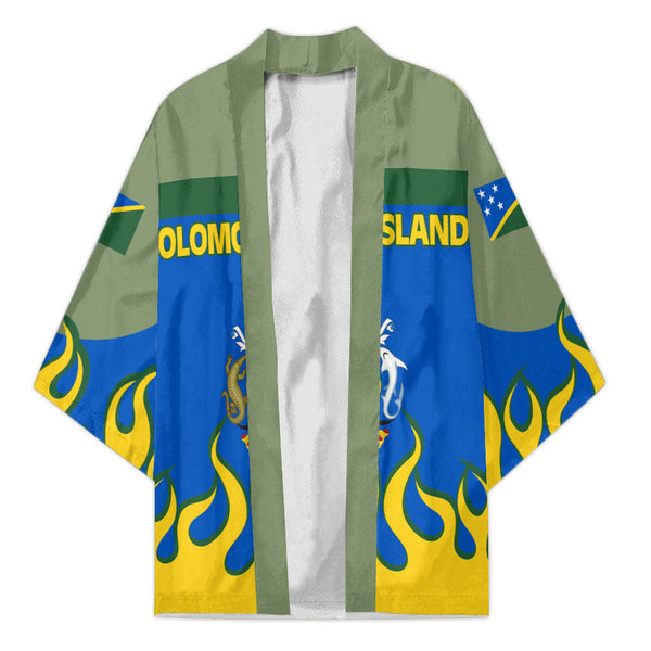 Solomon Islands Kimono Flag & Coat Of Arms Fire Hockey Style