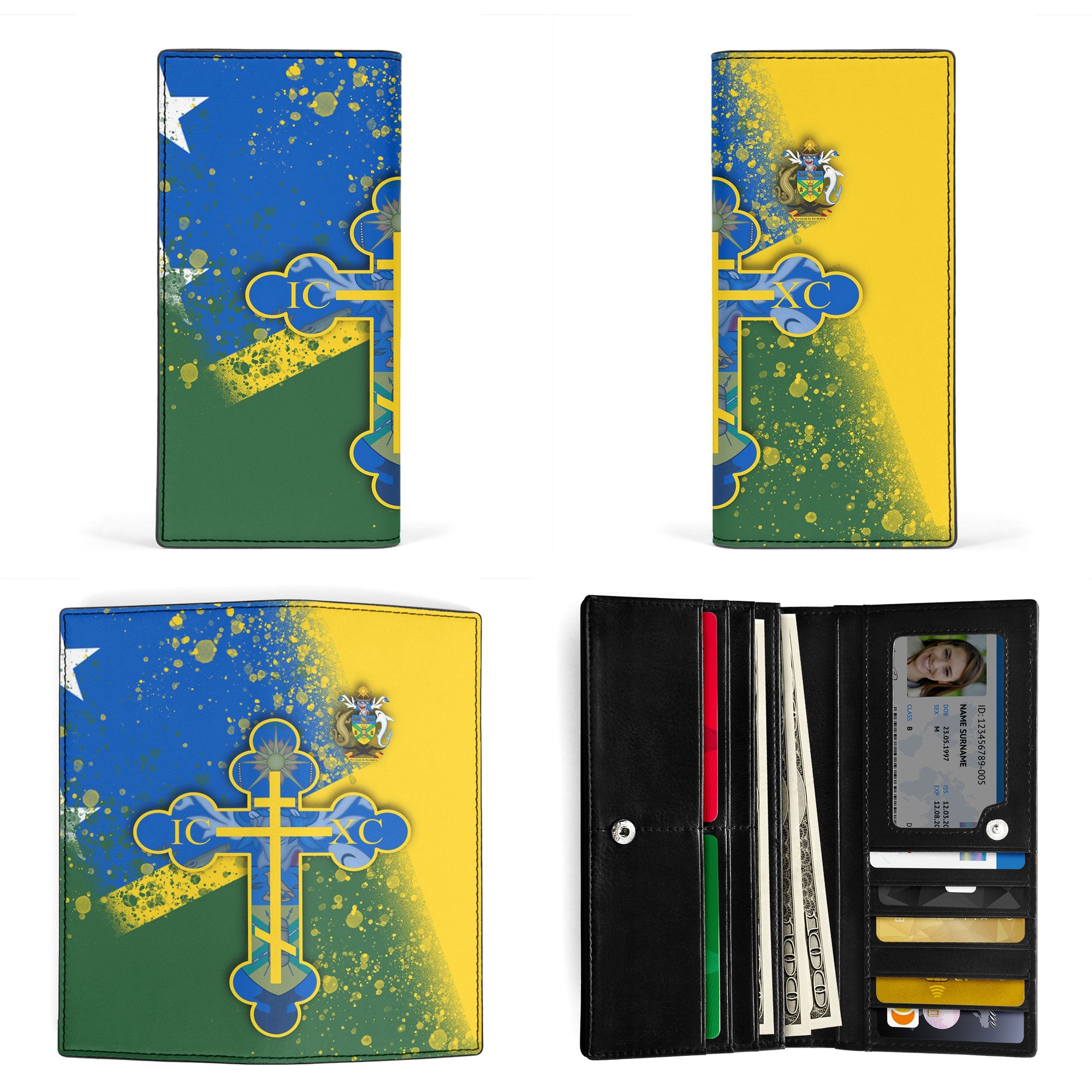 Solomon Islands Leather Wallet Flag & Coat Of Arms Orthodox Style