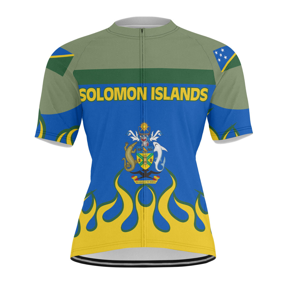 Solomon Islands Men's Cycling Jersey Flag & Coat Of Arms Fire Hockey Style