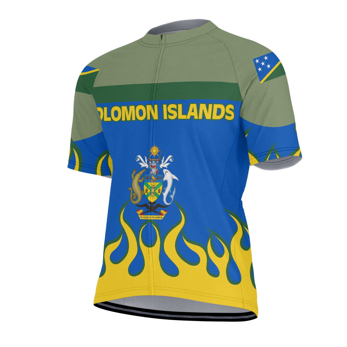 Solomon Islands Men's Cycling Jersey Flag & Coat Of Arms Fire Hockey Style