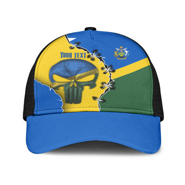 Solomon Islands Mesh Back Cap Flag & Coat Of Arms Skull Style