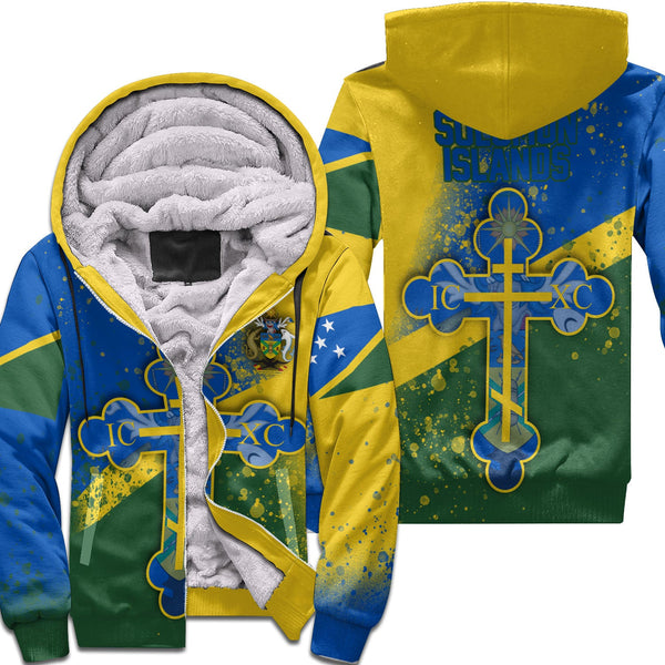 Solomon Islands Sherpa Hoodie Flag & Coat Of Arms Orthodox Style