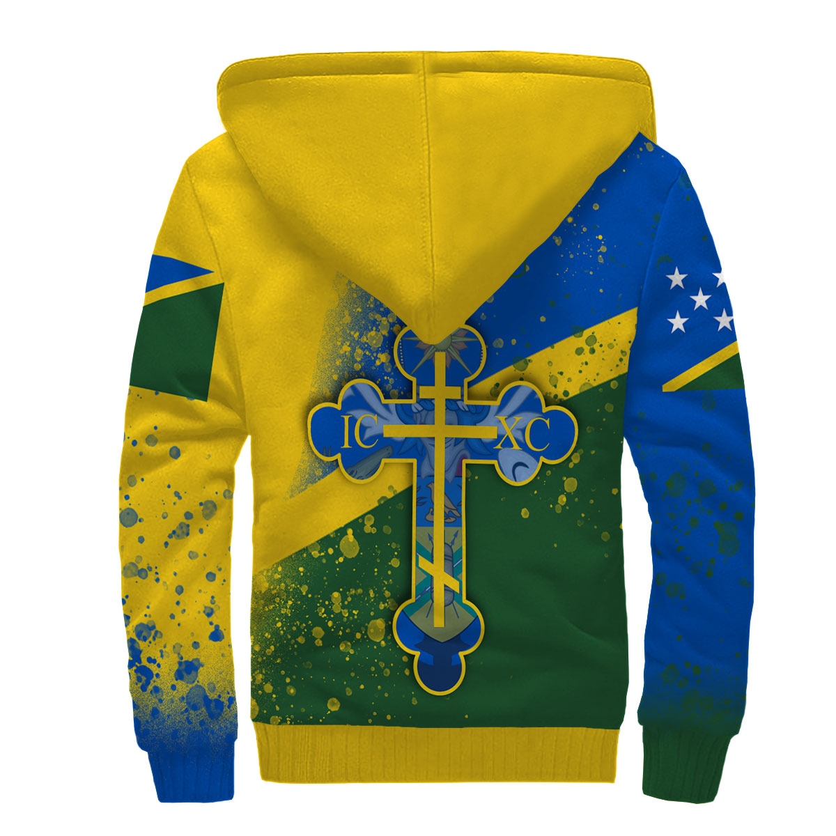 Solomon Islands Sherpa Hoodie Flag & Coat Of Arms Orthodox Style