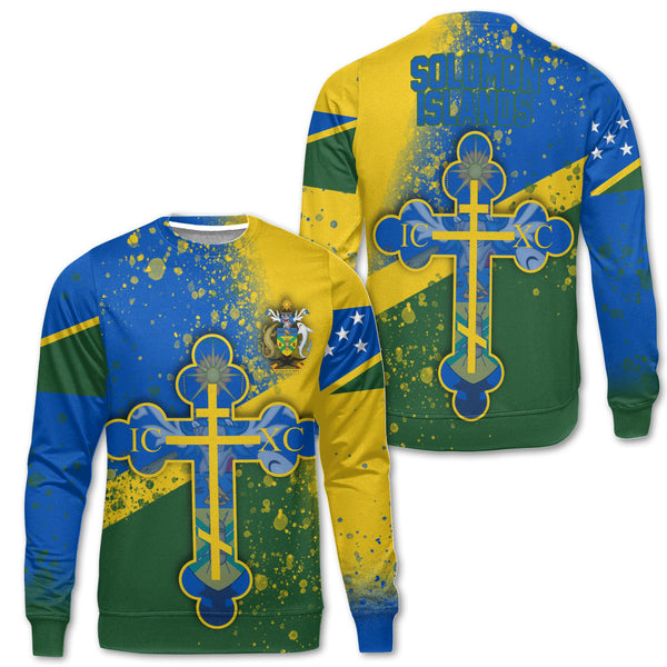 Solomon Islands Sweatshirt Flag & Coat Of Arms Orthodox Style