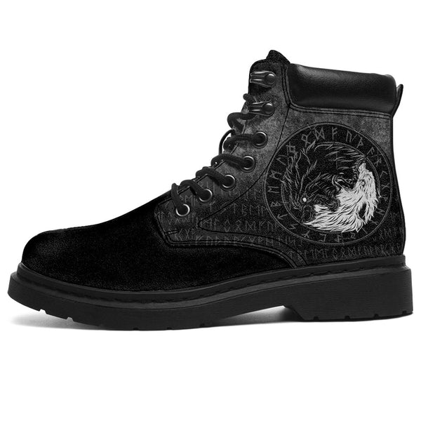 Viking All Season Boots Sons Of Fenrir Sköll and Hati Ying Yang Wolf