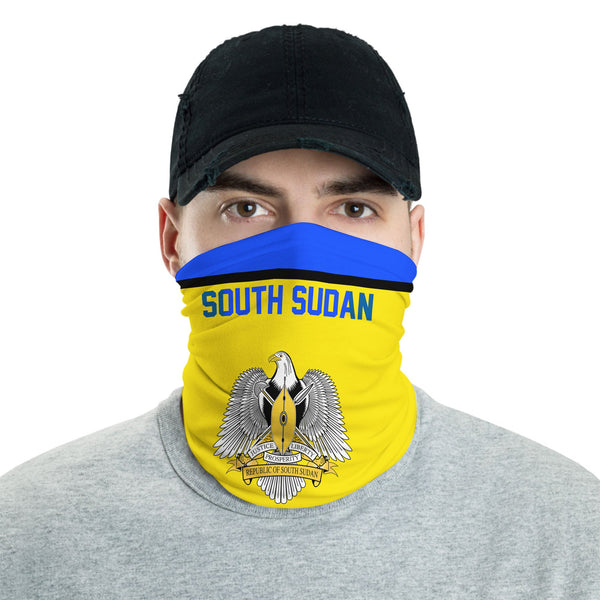 South Sudan Neck Gaiter Flag & Coat Of Arms Hockey Style