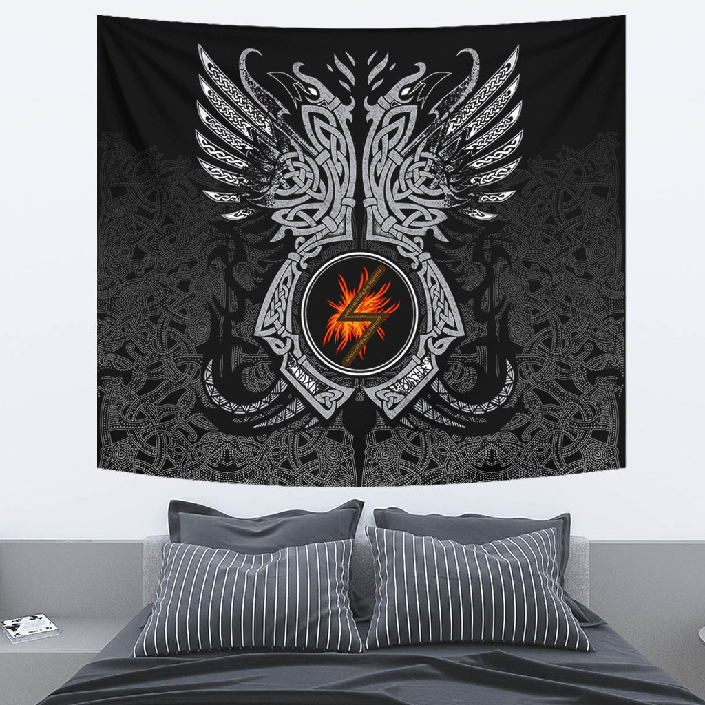 Viking Tapestry Sowilo Rune Raven Tattoo