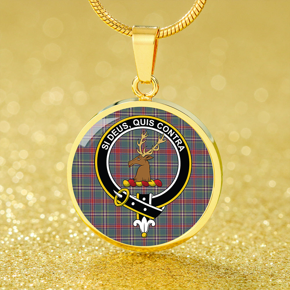 Scottish Tartan Spens Fragment Weathered Clan Circle Necklace Classic Style