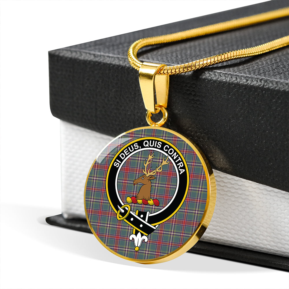 Scottish Tartan Spens Fragment Weathered Clan Circle Necklace Classic Style