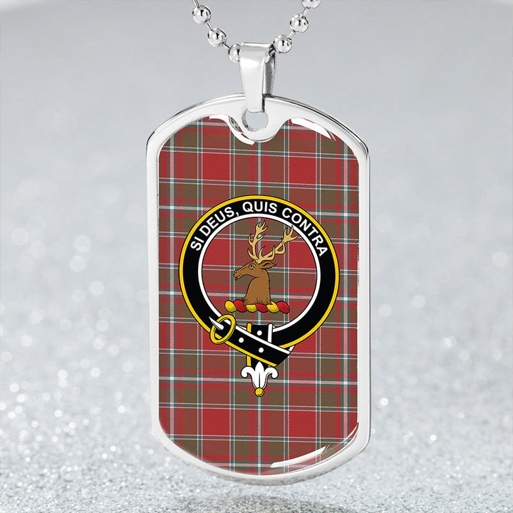 Spens Weathered Clan Badge Classic Tartan Dog Tag Necklace