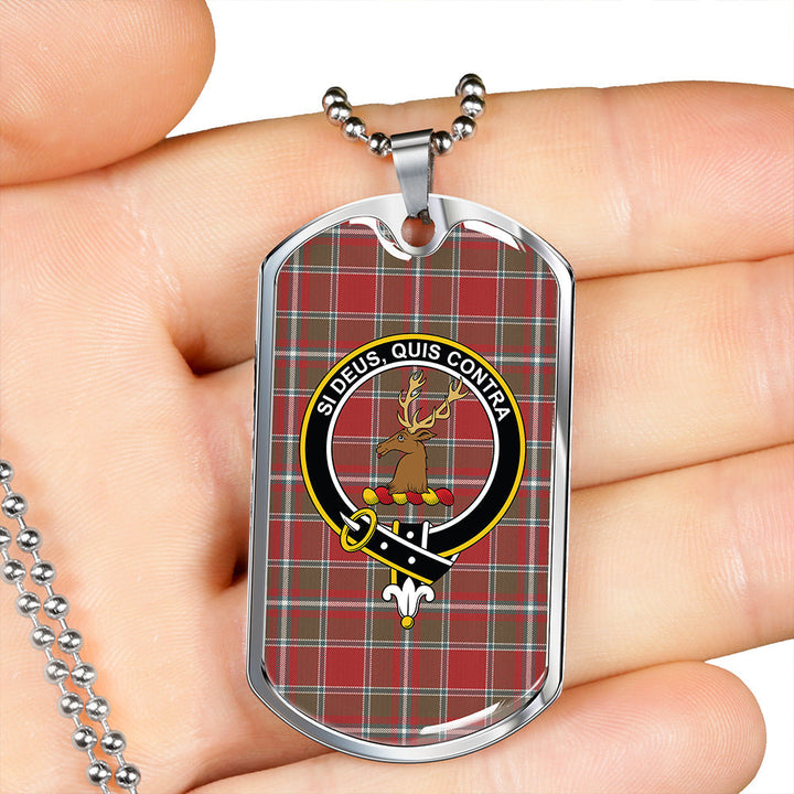 Spens Weathered Clan Badge Classic Tartan Dog Tag Necklace