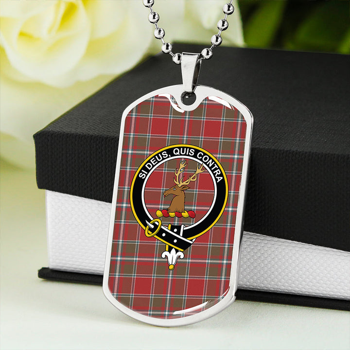 Spens Weathered Clan Badge Classic Tartan Dog Tag Necklace