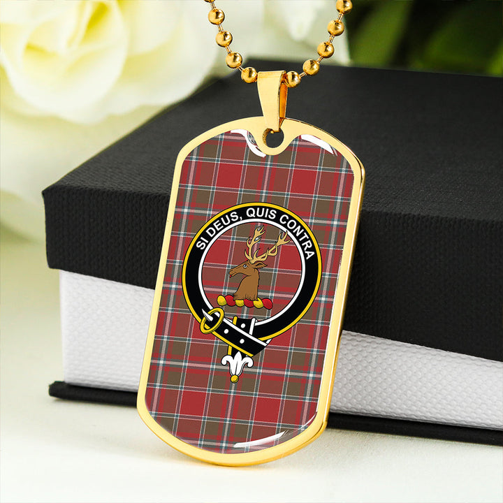 Spens Weathered Clan Badge Classic Tartan Dog Tag Necklace